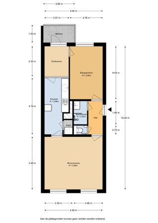 Floorplan - Dantestraat 18, 1102 ZN Amsterdam